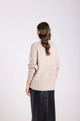 two t's cross over knit jumper oat 3071