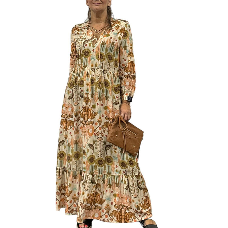 amici villa printed maxi beige