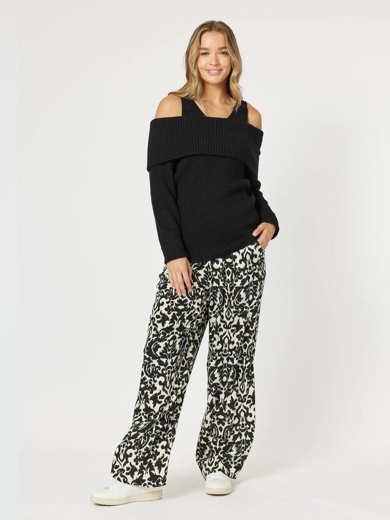 hammock & vine charlotte off the shoulder knit black