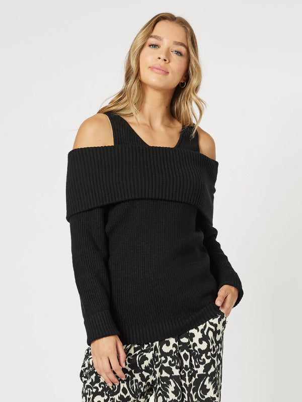 hammock & vine charlotte off the shoulder knit black