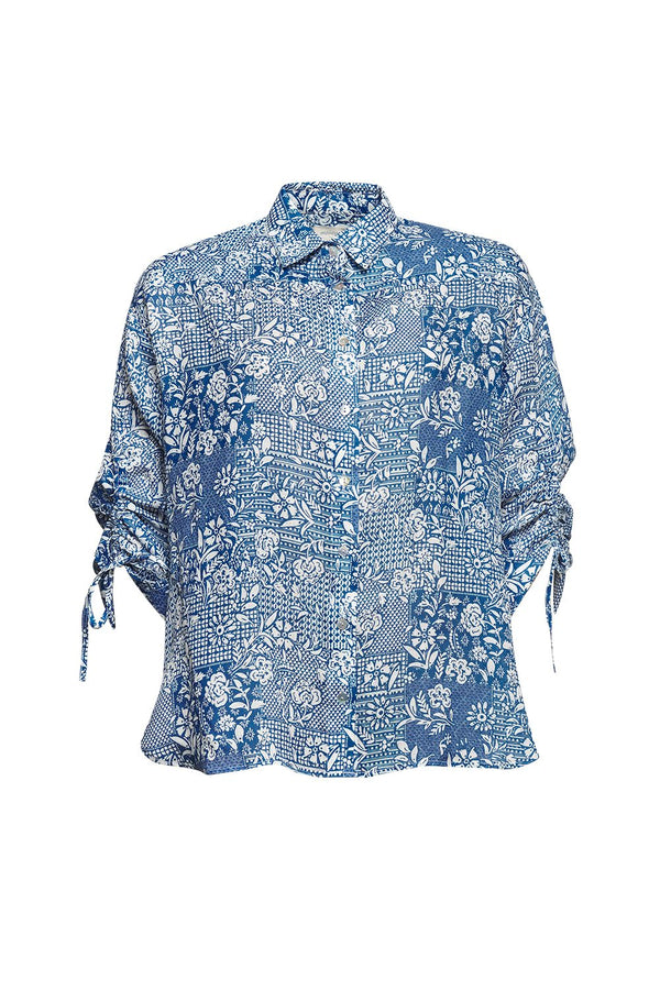 madly sweetly daisy patch shirt blue multi MS1411