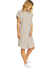 Ping Pong Kendall Stripe Dress P575507 - caramel/white