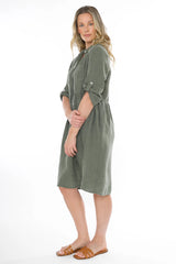 jump two pocket linen dress juniper