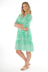 jump sketch ikat dress green 576J5125A