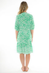 jump sketch ikat dress green 576J5125A