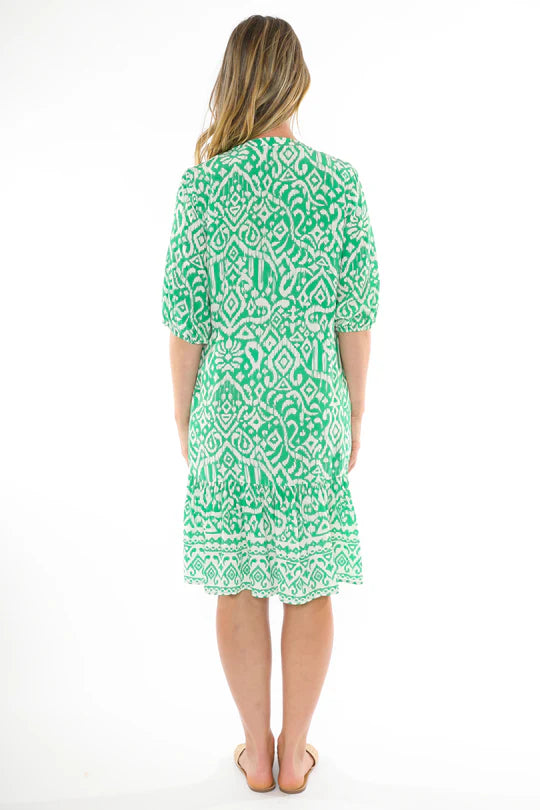 jump sketch ikat dress green 576J5125A
