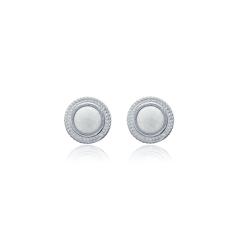 sarah stretton fallon stud earrings white opal rhodium plated