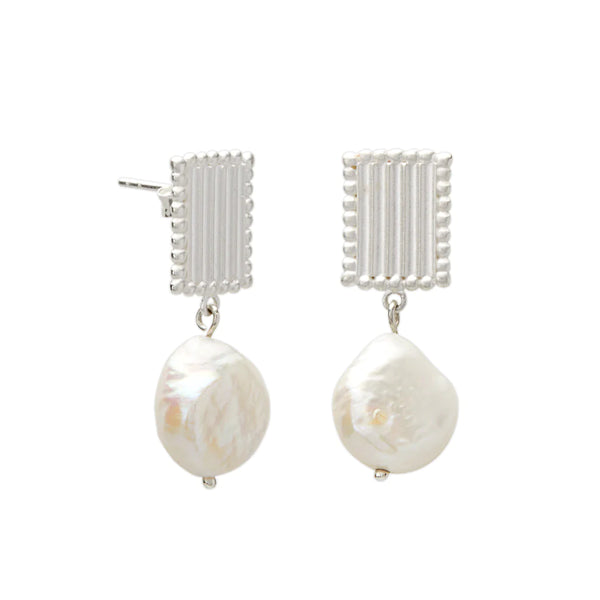 murkani aphrodite goddess small pearl earrings sterling silver APSE01