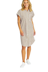 Ping Pong Kendall Stripe Dress P575507 - caramel/white