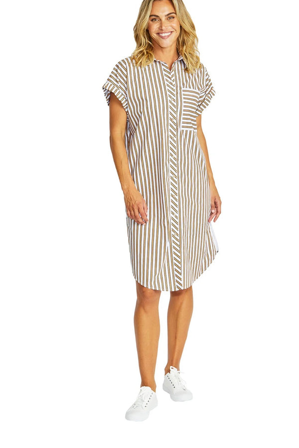 Ping Pong Kendall Stripe Dress P575507 - caramel/white
