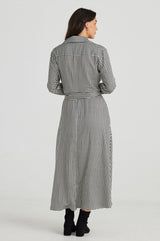 brave & true rossellini long sleeve dress black houndstooth