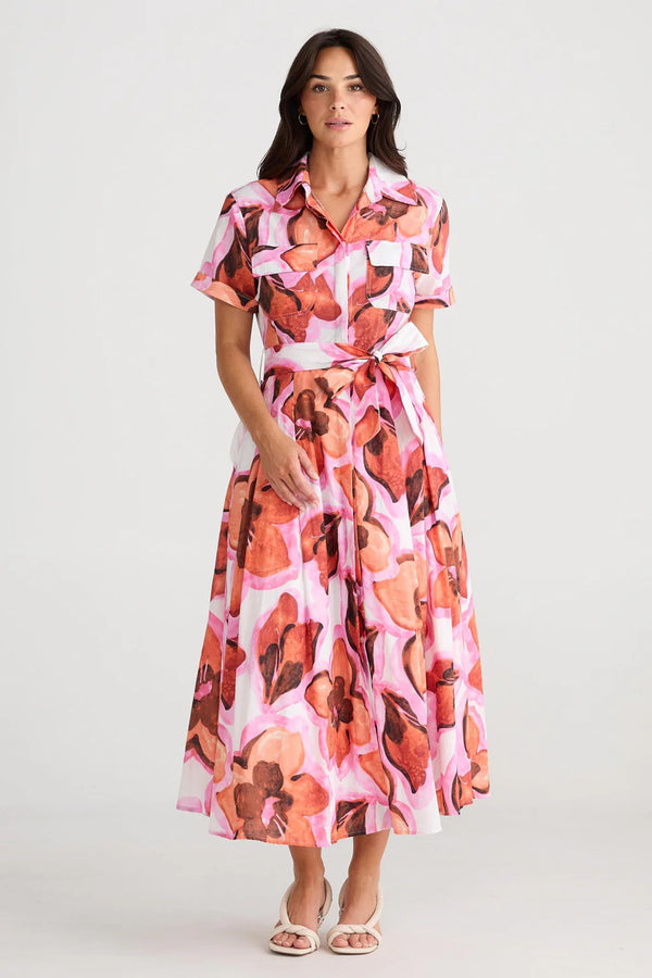 brave and true rossellini short sleeve dress azalea