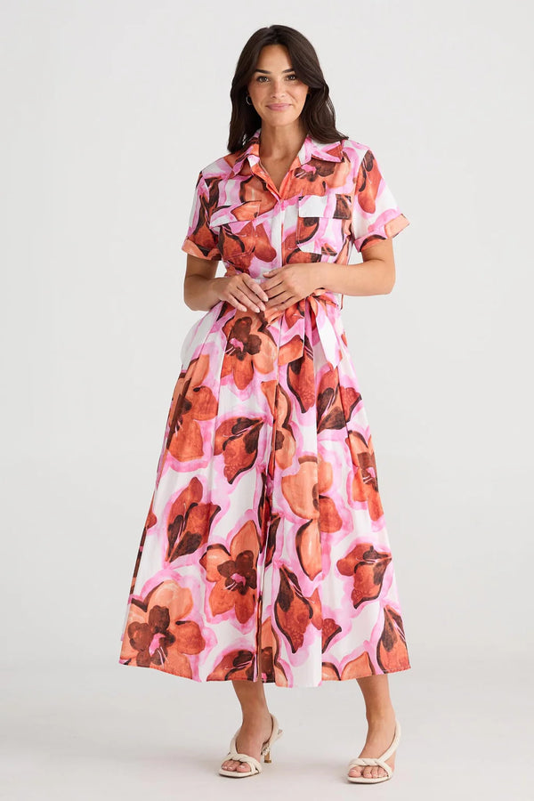 brave and true rossellini short sleeve dress azalea