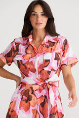 brave and true rossellini short sleeve dress azalea