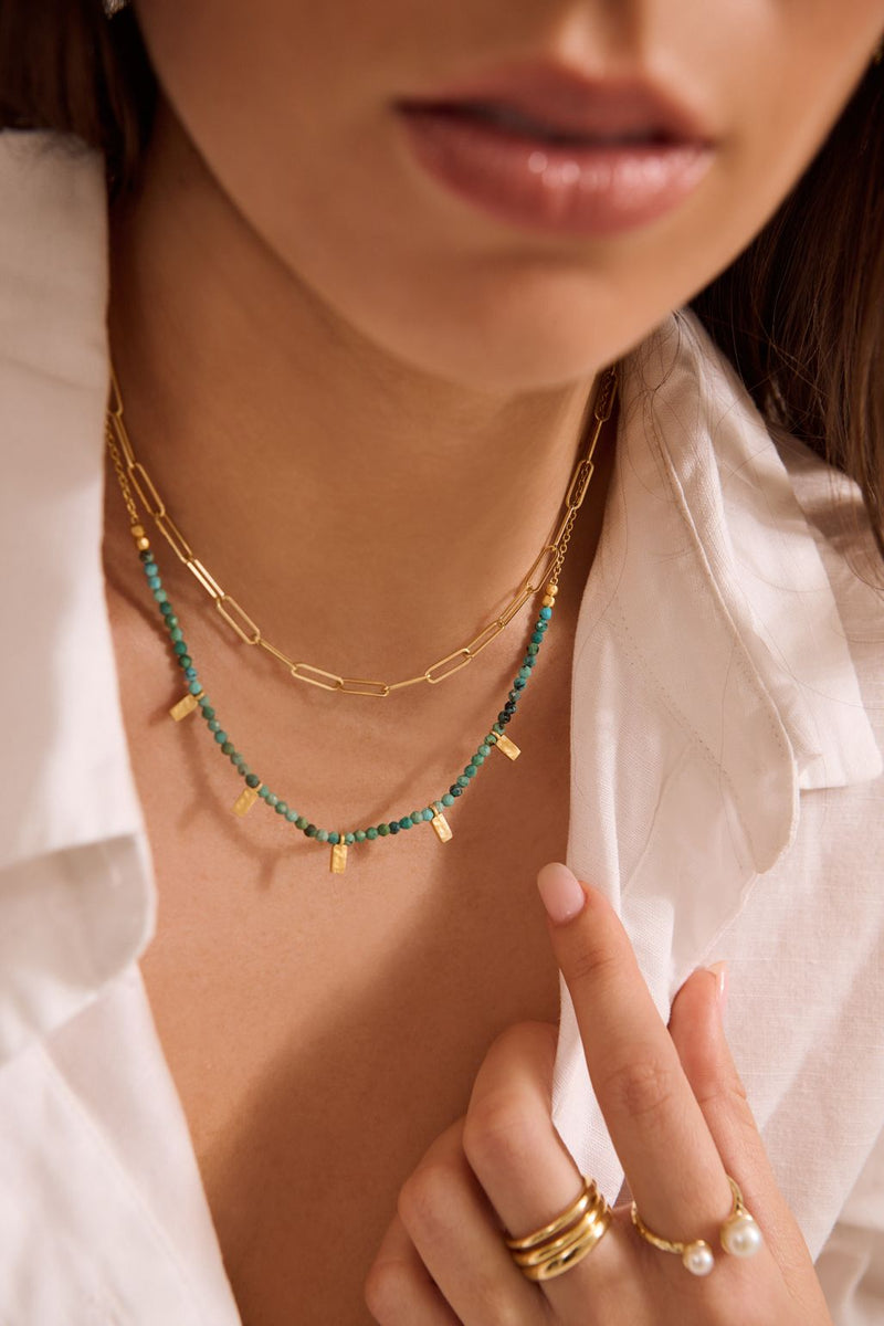 murkani turquoise choker in 18kt yellow gold plate