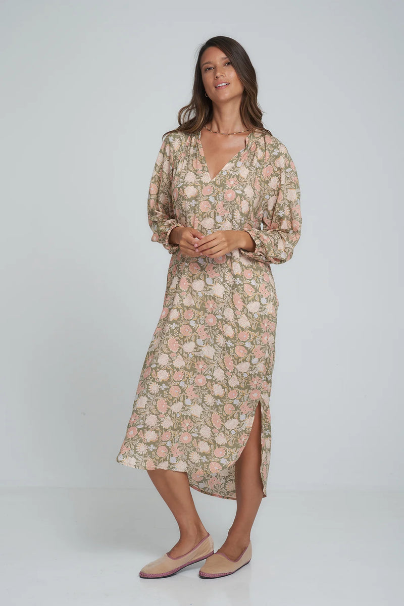 lilya bingley dress peach/khaki