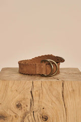 mos mosh braided suede belt cognac