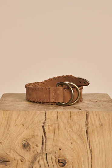 mos mosh braided suede belt cognac