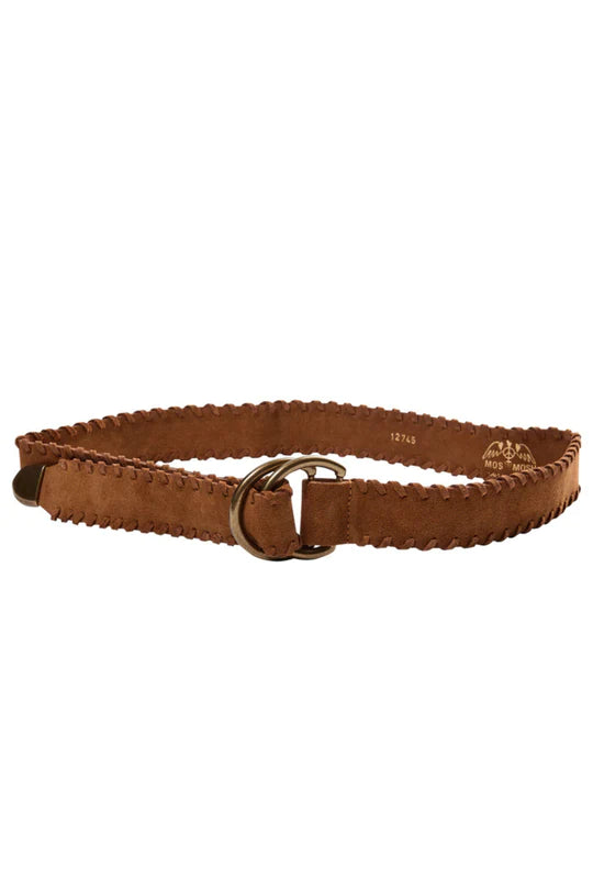 mos mosh braided suede belt cognac