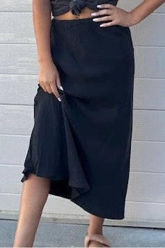 white closet maxi length bias cut skirt black