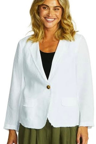 Ping Pong Anna Linen Fringe Jacket P575412 - white