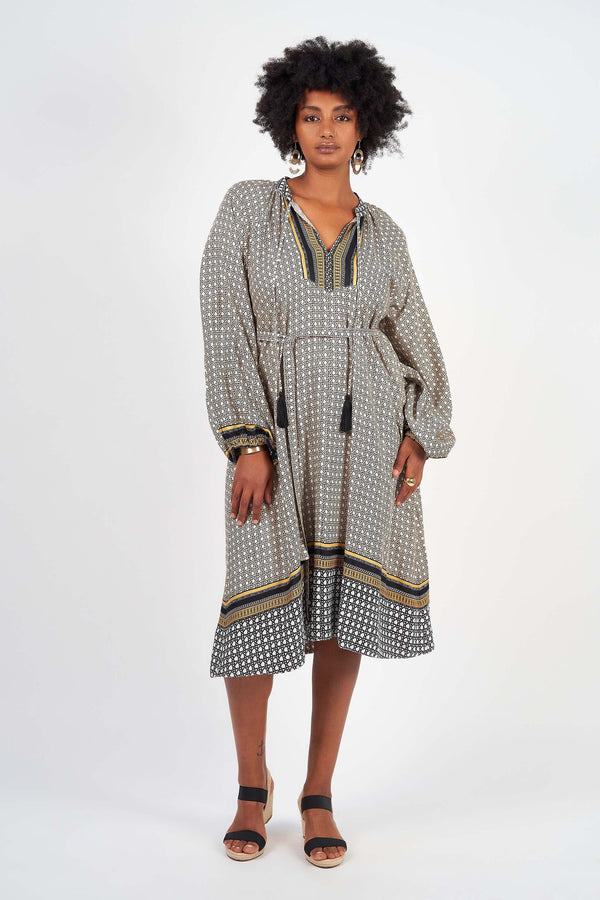 naudic harlaey dress maple print black