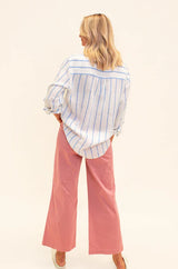 hut crystal stripe boyfriend linen shirt