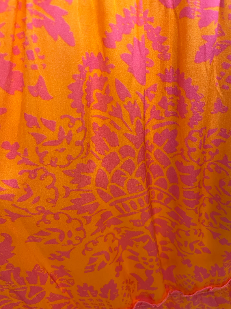 lola sapphire silk midi dress pineapple pink