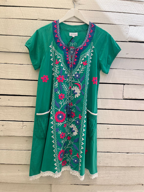 naudic sao paulo dress lilly embroidery green