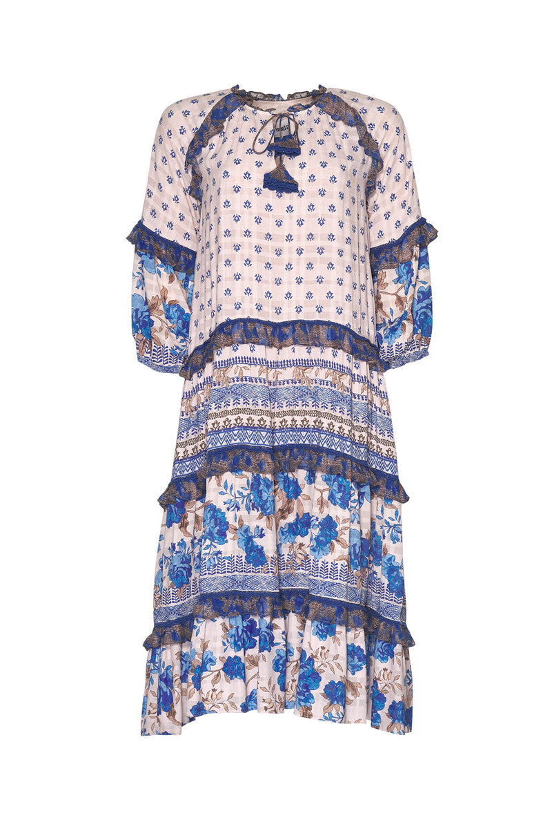 loobie's story dreamweaver midi dress ecru multi