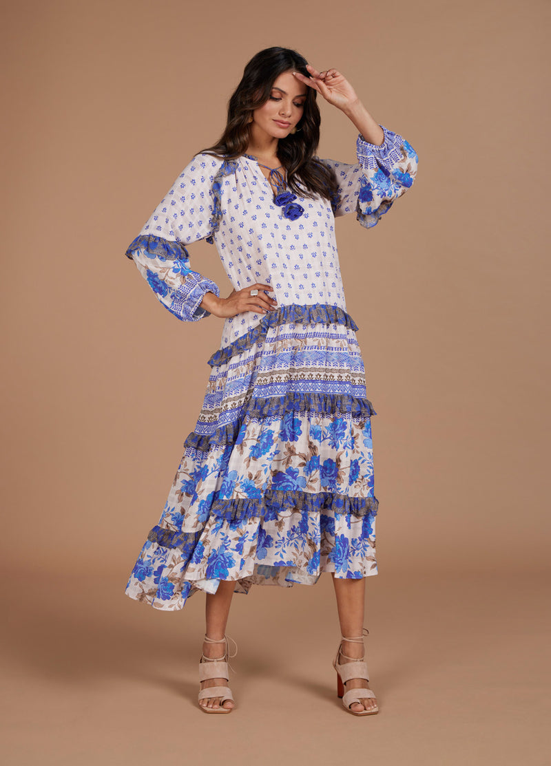 loobie's story dreamweaver midi dress ecru multi