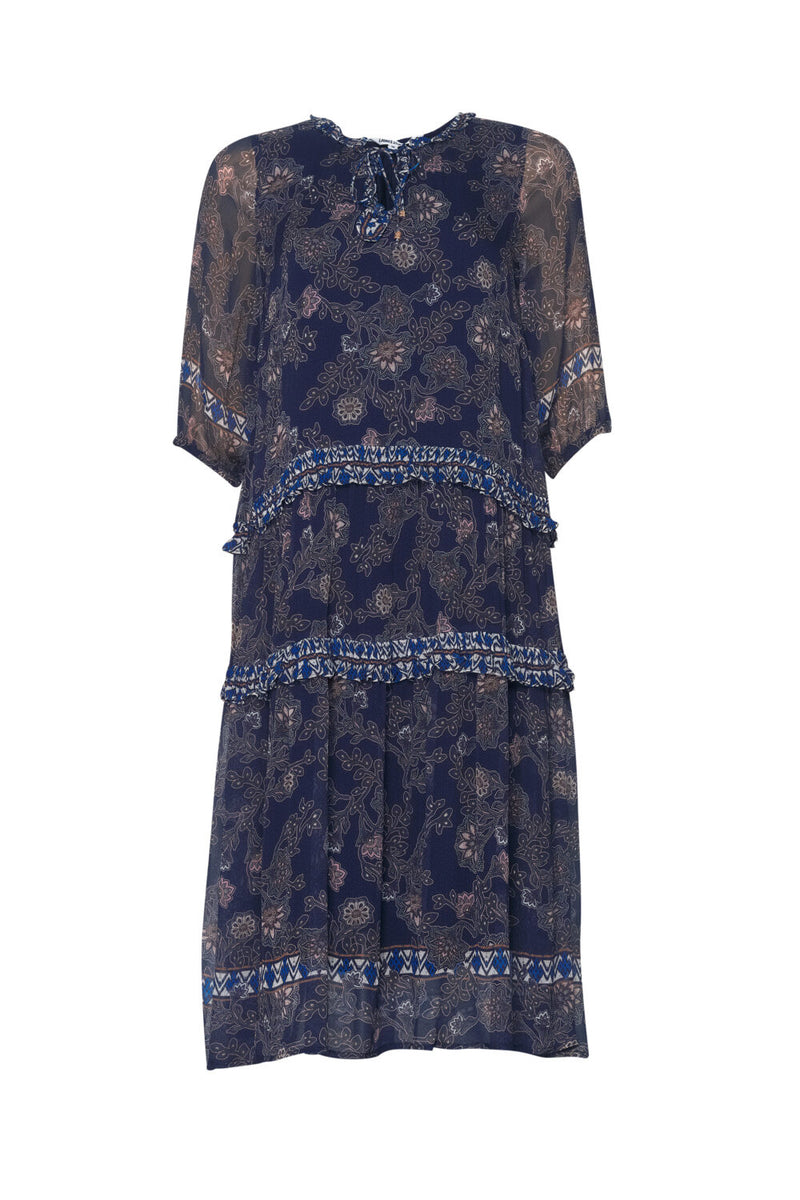 loobie's story wood craft midi dress indigo multi