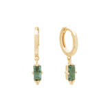 murkani huggie with hanging green quartz baguette in 18kt yellow gold plate MKMPYE132