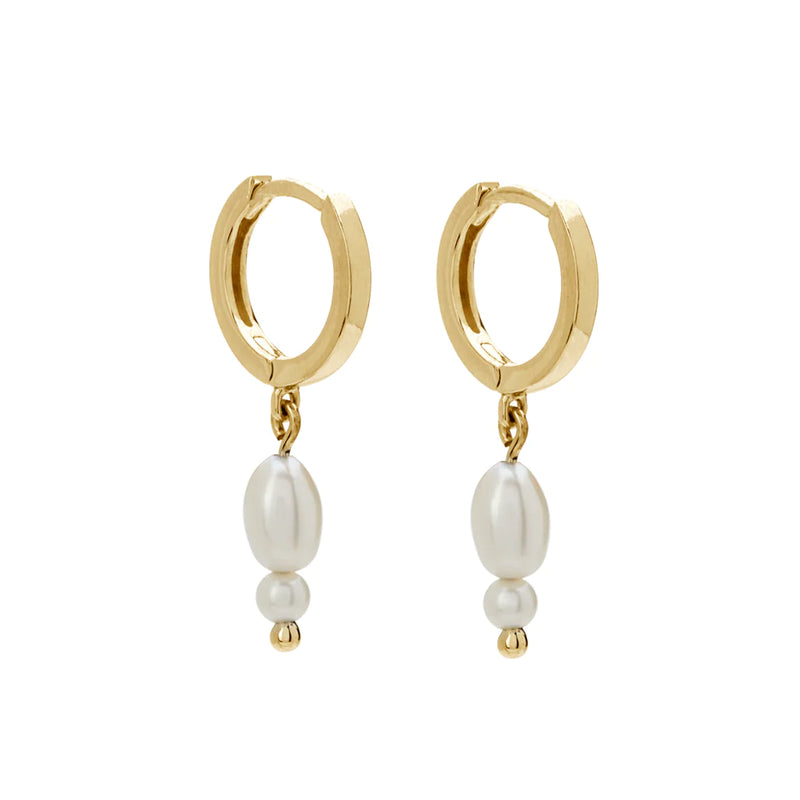 murkani double pearl huggies 18kt yellow gold plate MKMPYE96