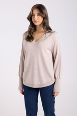 two t's merino v neck knit with scoop hem 3 colours 3015