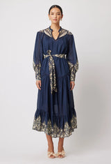 once was harmony silk cotton shoulder yoke dress