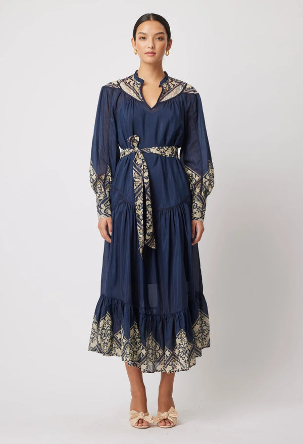 once was harmony silk cotton shoulder yoke dress