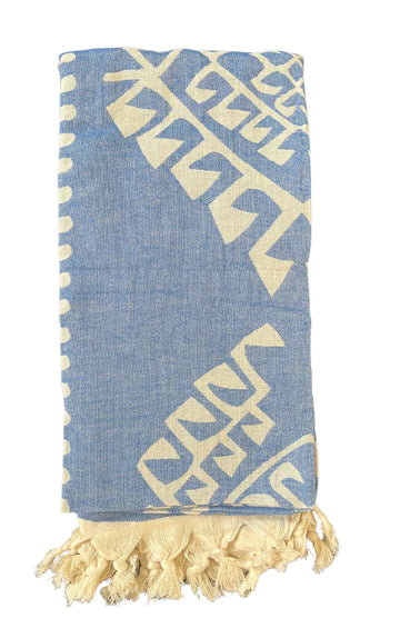 salty shadows aztec turkish towel blue