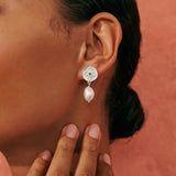 murkani wandering soul green onyx & pearl earrings in sterling silver WSSE05