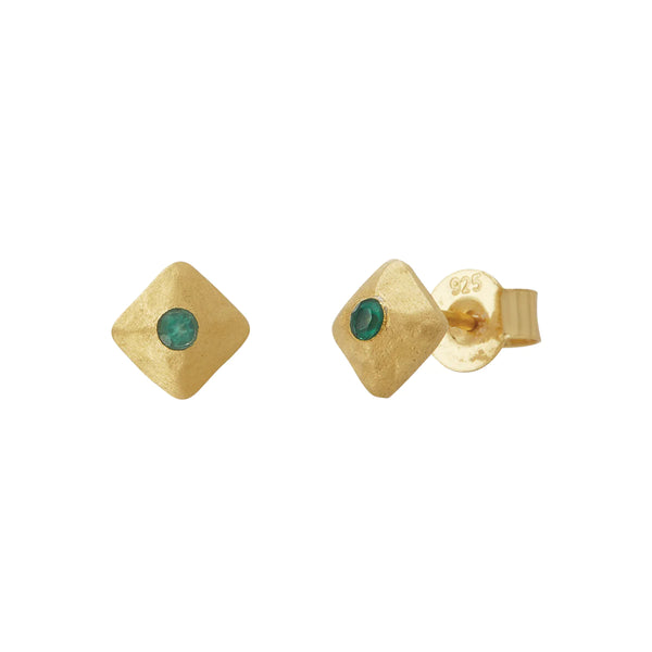 murkani wandering soul green onyx stud earrings in 18kt yellow gold plate WSYE02