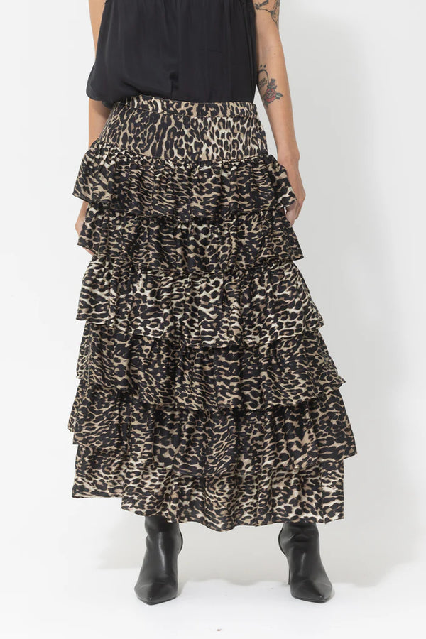 joey the label leopard print layer skirt