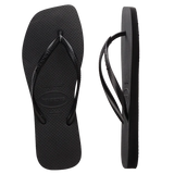 havaianas slim square solid black thongs