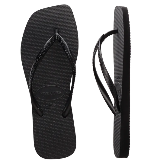 havaianas slim square solid black thongs