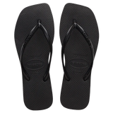 havaianas slim square solid black thongs