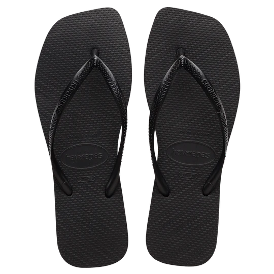 havaianas slim square solid black thongs