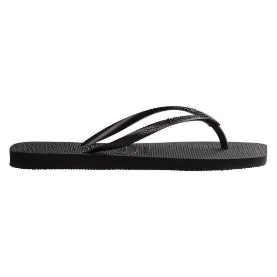 havaianas slim square solid black thongs