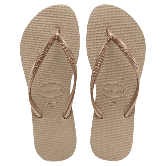 havaianas slim metallic rose gold thongs