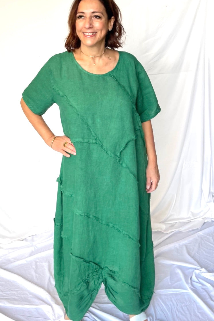 italian luxe 5617b linen longline maxi gucci green dress.