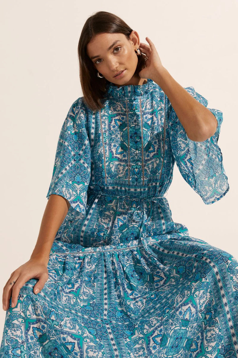 zoe kratzmann navigate dress sapphire tile ss24-nav1 SEP
