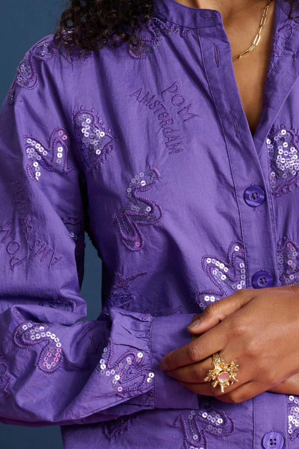 pom blouse french violet shine